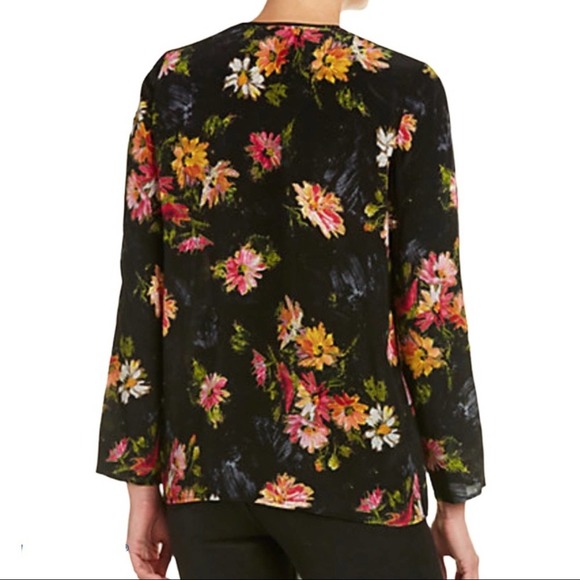 The Kooples Fireworks Floral Silk Top Black - Picture 2 of 7